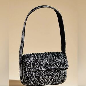 Anthropologie Black Textured Shoulder Bag